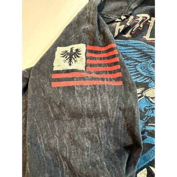 Alflication American Customs Biker Eagle Black Zip Hoodie Mens Size S (40)